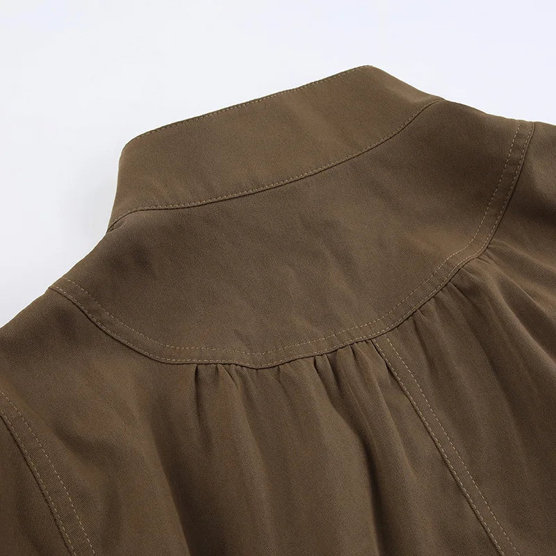 Cocoa Cropped Utility Bomber - side view