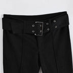 Eyelet Belt Flare Pants - detail view
