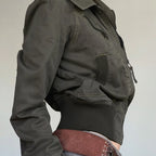 Cropped Aviator Bomber Jacket - full length view