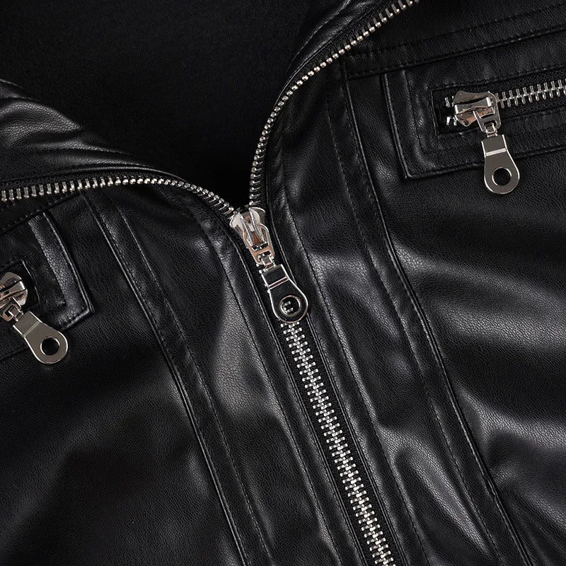 Cropped Bomber Faux Leather Jacket - lifestyle view
