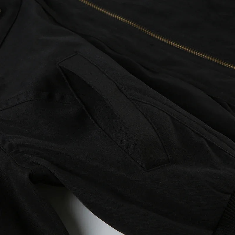 Funnel Neck Cropped Bomber Jacket