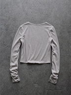 Baroque Print Crop Long Sleeve Grey