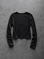Baroque Print Crop Long Sleeve Black