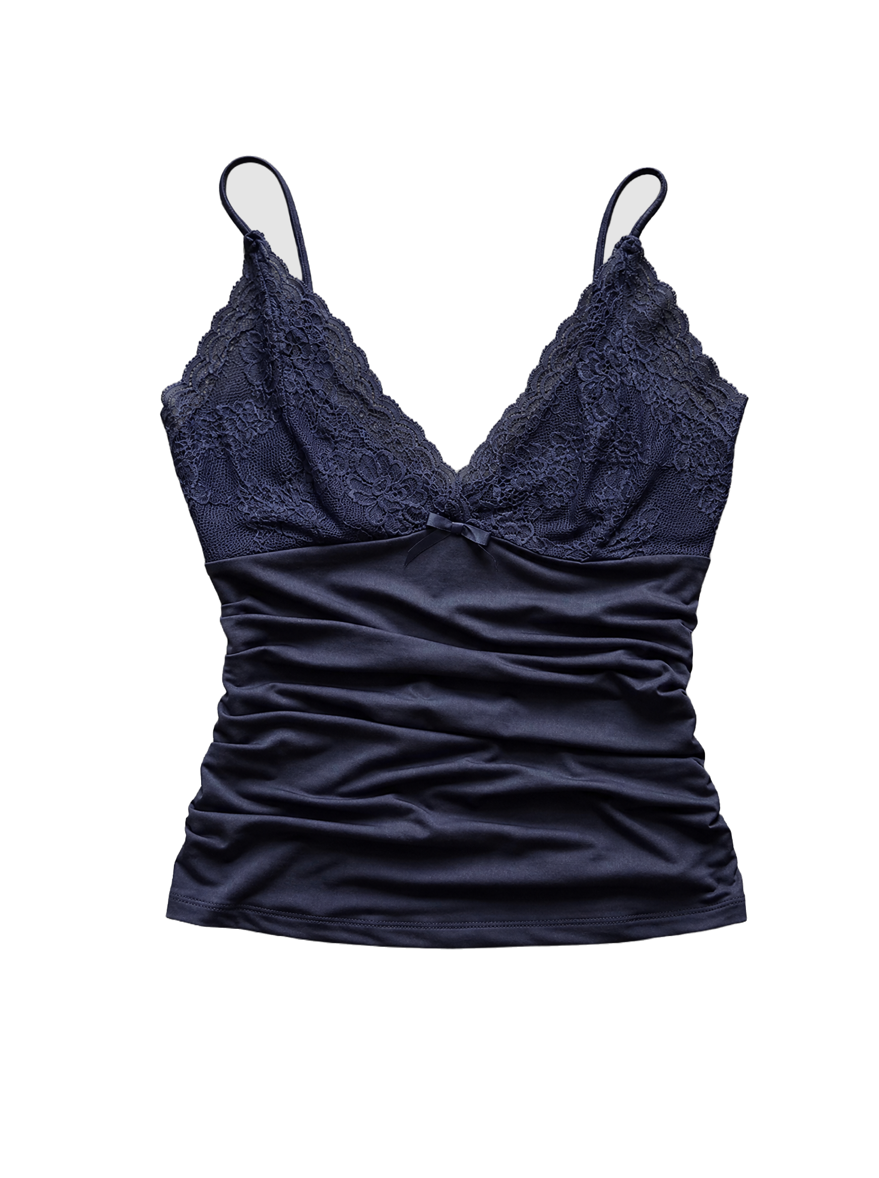 Lace V-Neck Ruched Cami Navy