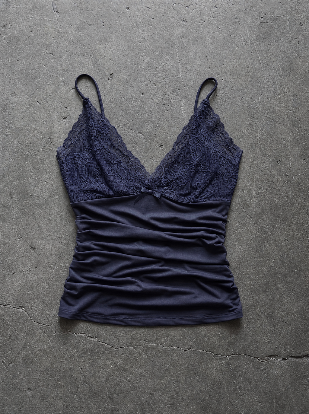 Lace V-Neck Ruched Cami Navy