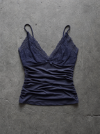 Lace V-Neck Ruched Cami Navy