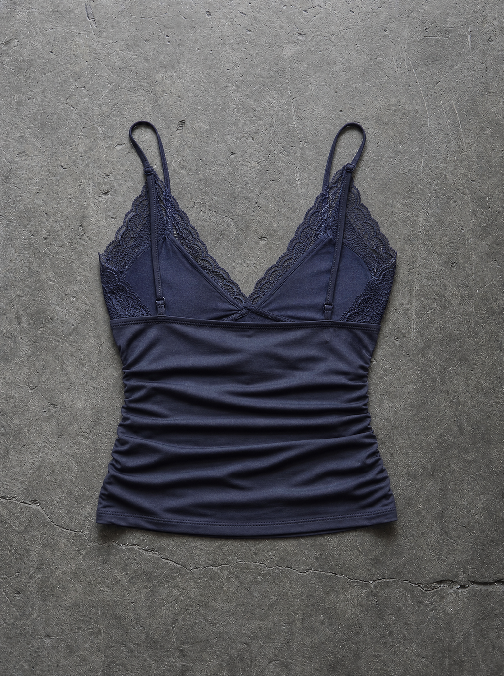 Lace V-Neck Ruched Cami Navy