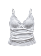 Lace V-Neck Ruched Cami White