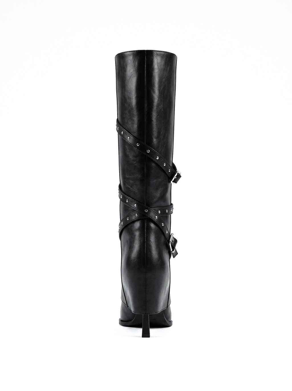 Studded Wrap Slouch Knee Boots - back view