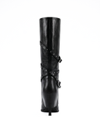 Studded Wrap Slouch Knee Boots - back view