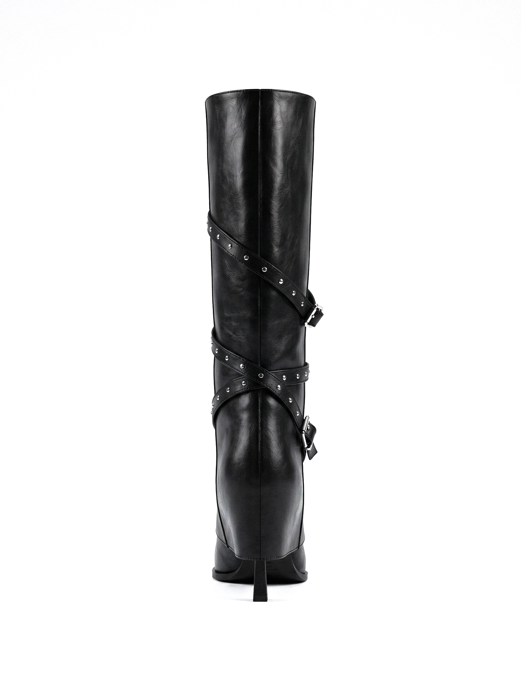 Studded Wrap Slouch Knee Boots - back view