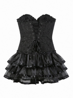 Lace Up Corset Dress Set with Tutu Skirt - detail view