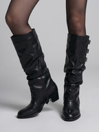 Buckle Cuff Slouch Knee Boots - front view