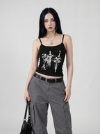 BLACK METAL GRAPHIC CAMI TOP