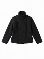 Asymmetric Stand Collar Wool Coat