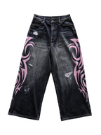 Pink Tribal Baggy Jeans | Soft Blades
