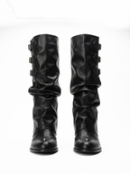 Buckle Cuff Slouch Knee Boots - back view
