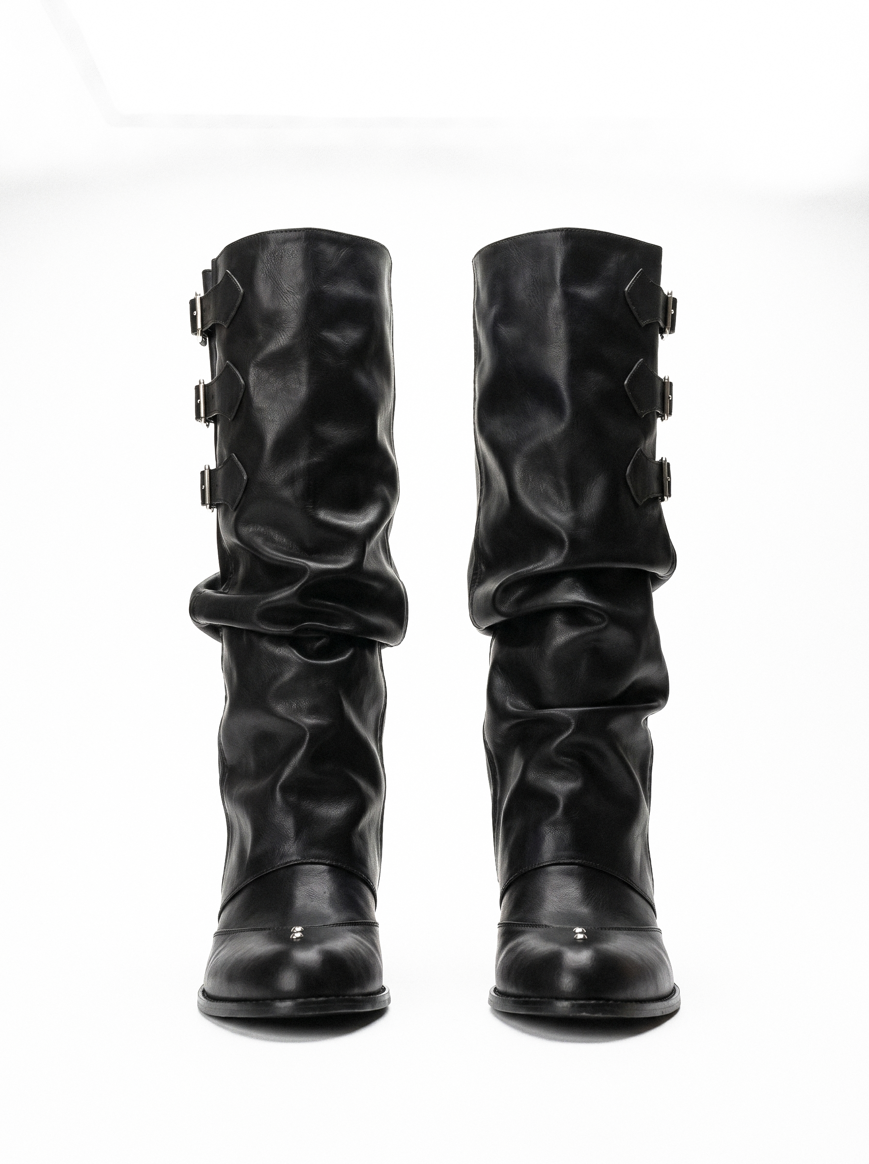 Buckle Cuff Slouch Knee Boots - back view