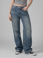 Faded Wash Baggy Jeans - front view