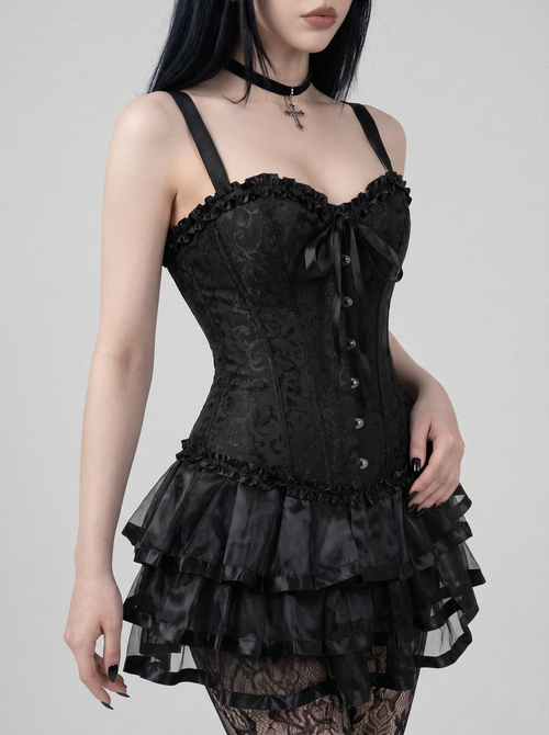Lace Up Corset Dress Set with Tutu Skirt - front view