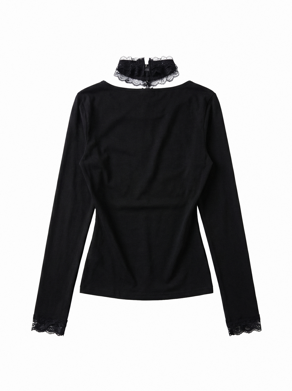 LACE-UP RUFFLE TRIM TOP