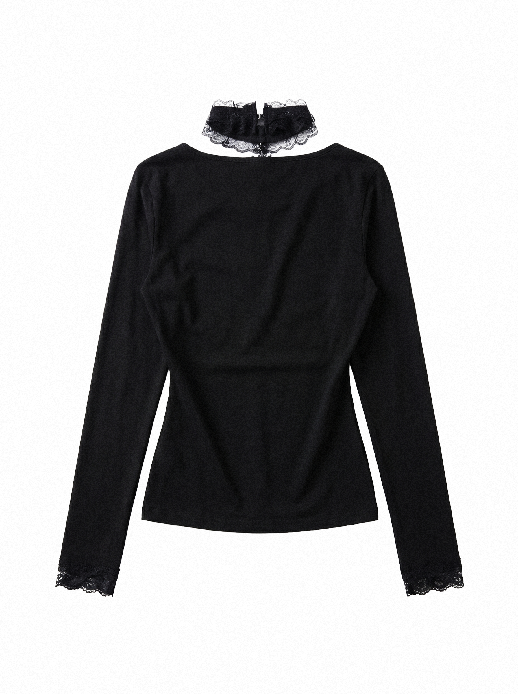 LACE-UP RUFFLE TRIM TOP