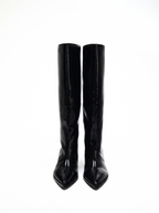 Pointed Toe Kitten Heel Tall Boots - back view