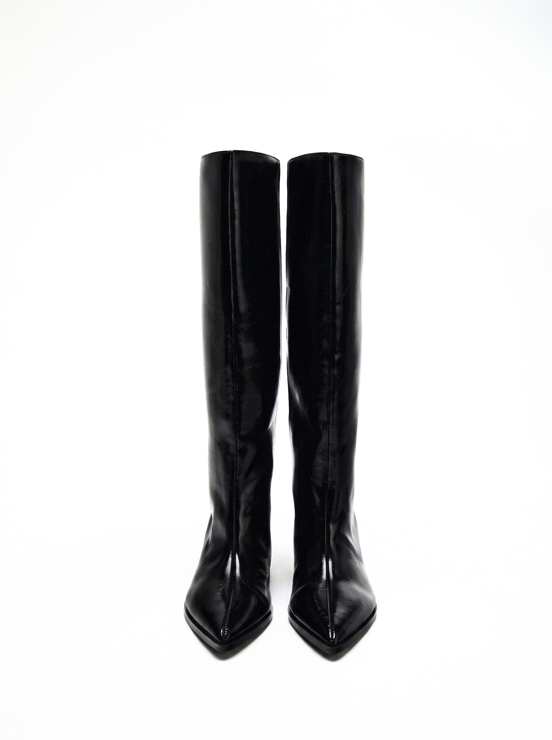 Pointed Toe Kitten Heel Tall Boots - back view