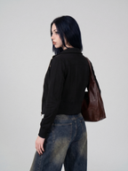 Funnel Neck Cropped Bomber Jacket - back view