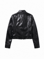 Bolero Cropped Faux Leather Jacket - detail view