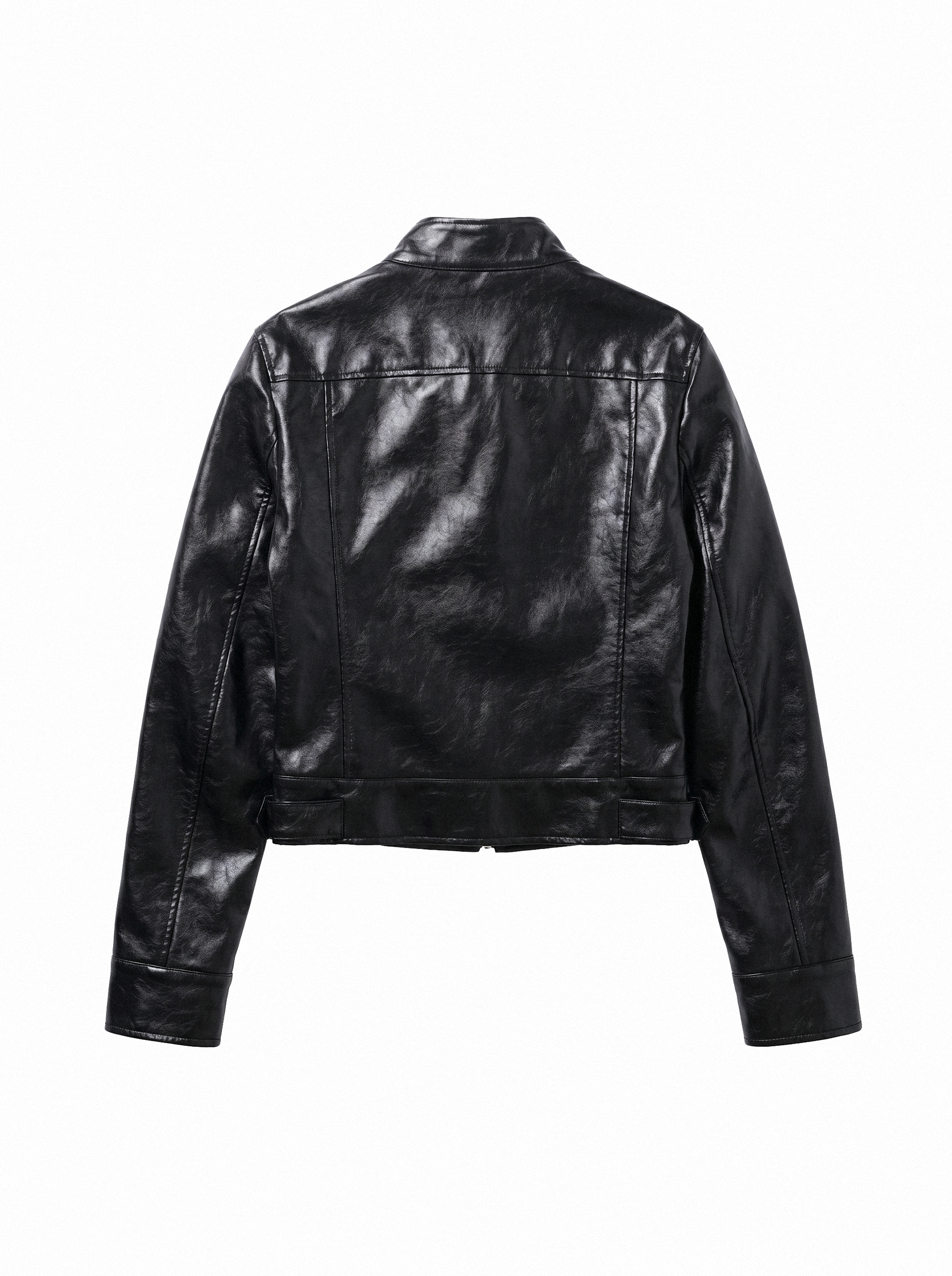 Bolero Cropped Faux Leather Jacket - detail view