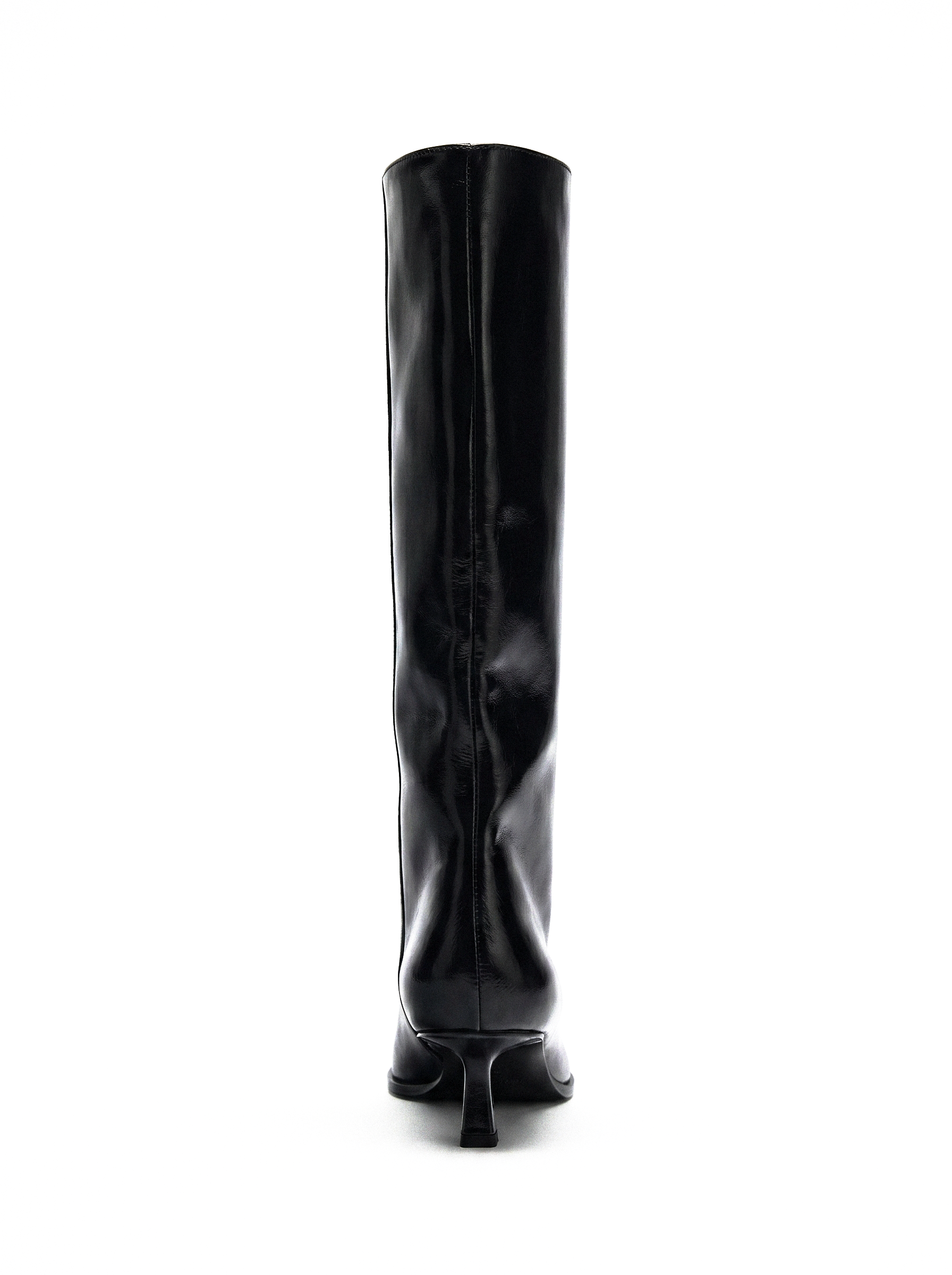 Pointed Toe Kitten Heel Tall Boots - side view