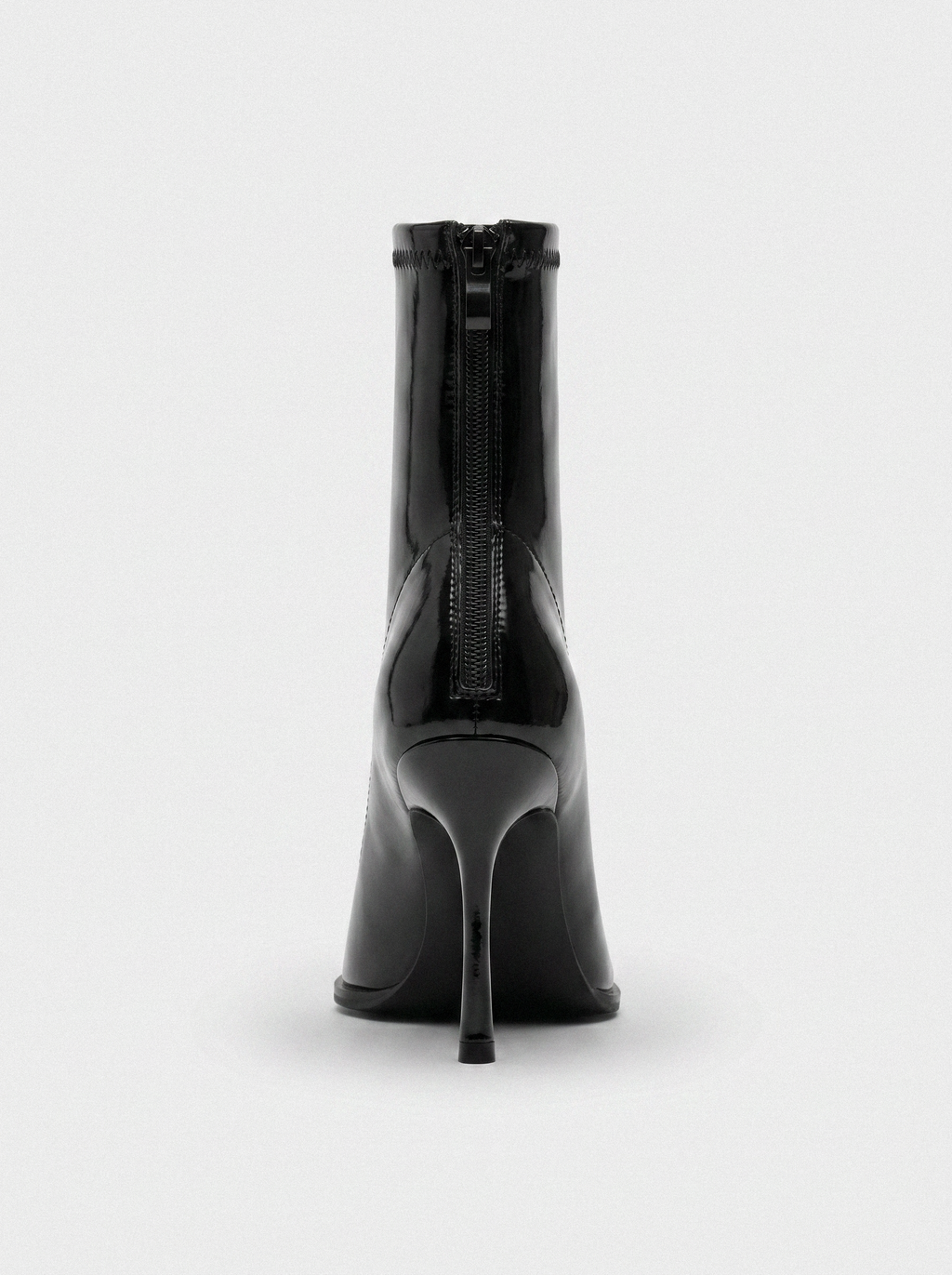 Patent Pointed Stiletto Ankle Boots - back view