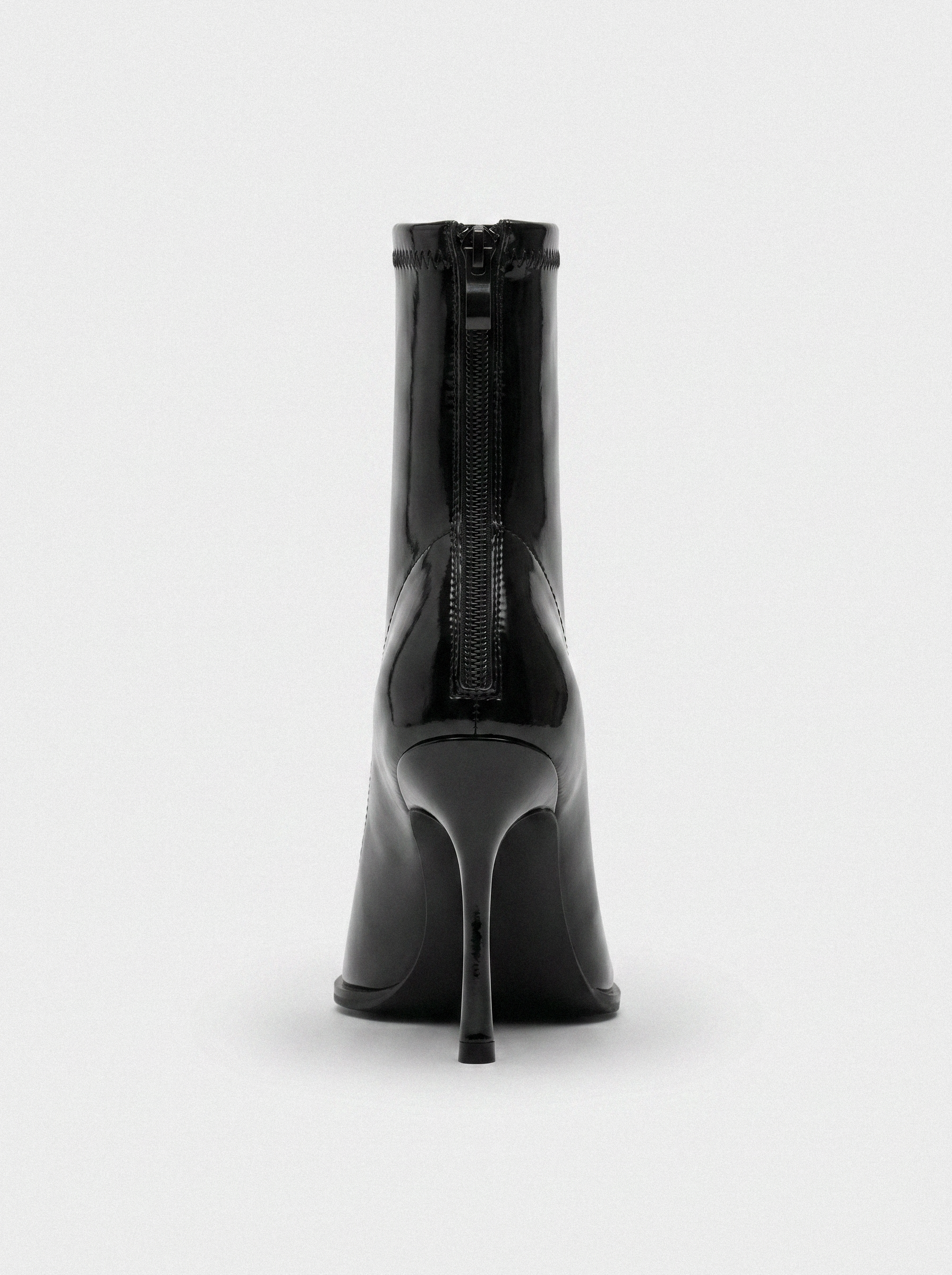 Patent Pointed Stiletto Ankle Boots - back view