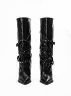 Studded Wrap Slouch Knee Boots - side view