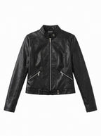 Belted Hem Slim Moto Jacket