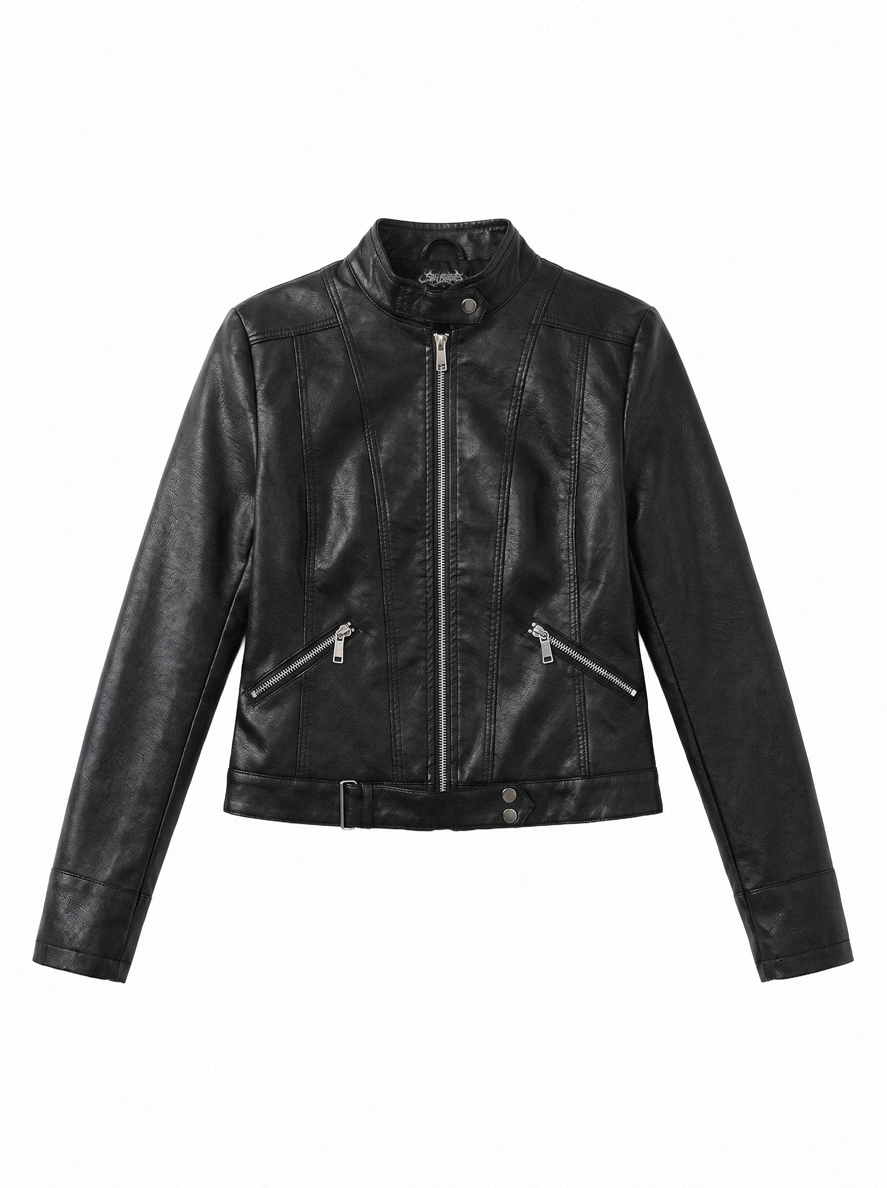 Belted Hem Slim Moto Jacket