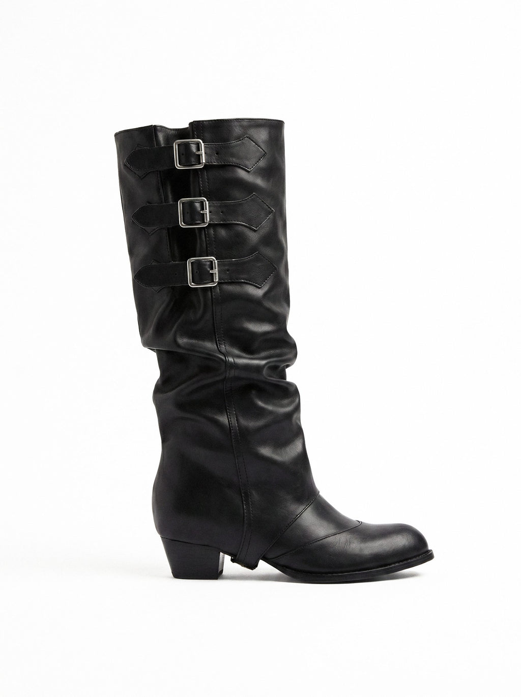 BUCKLE CUFF SLOUCH KNEE BOOTS