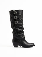 BUCKLE CUFF SLOUCH KNEE BOOTS