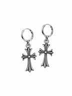 Chrome Cross Hoop Earrings
