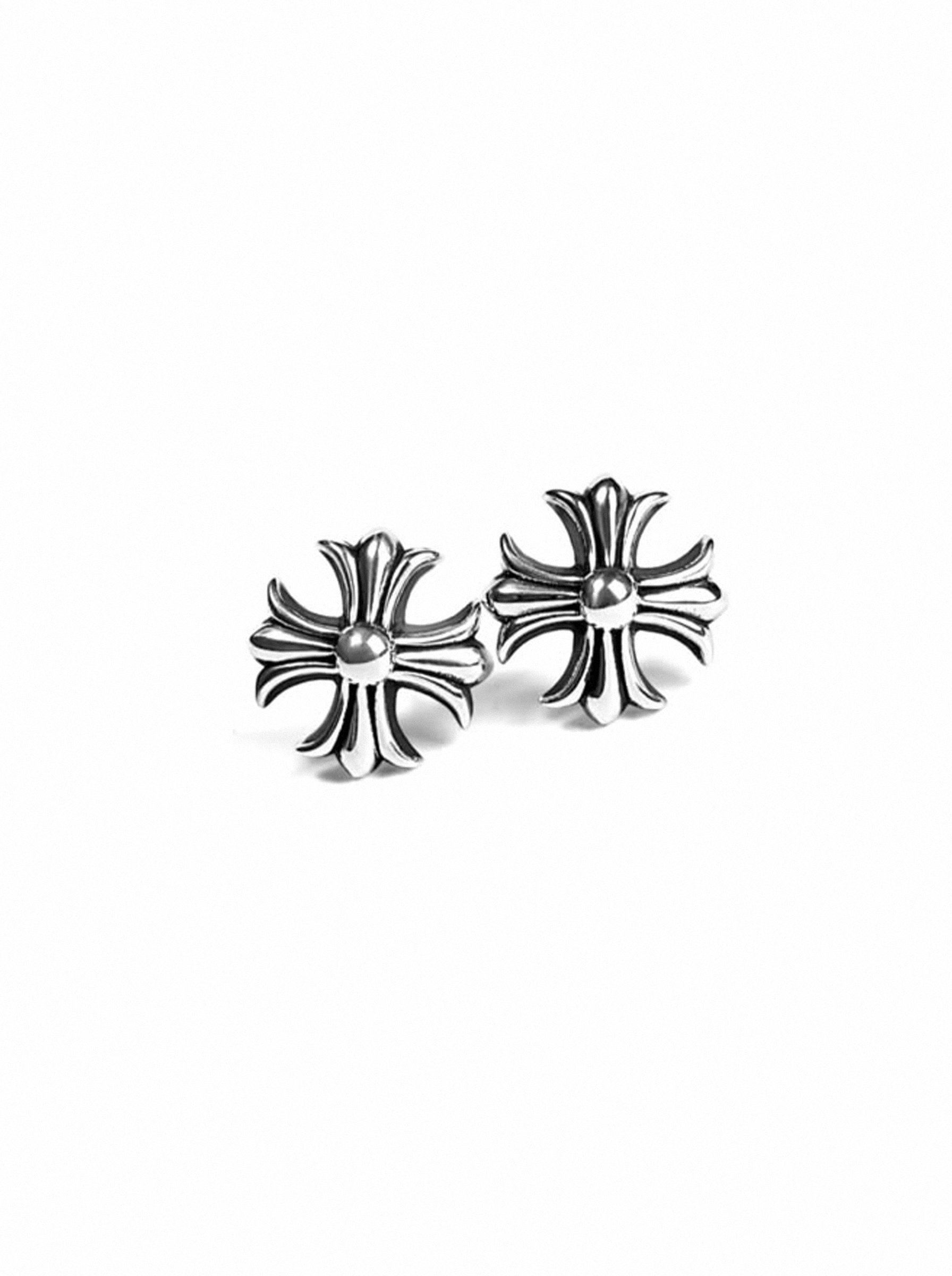 Chrome Cross Stud Earrings