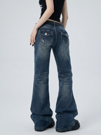 Stonewashed Low Rise Bootcut Jeans - back view