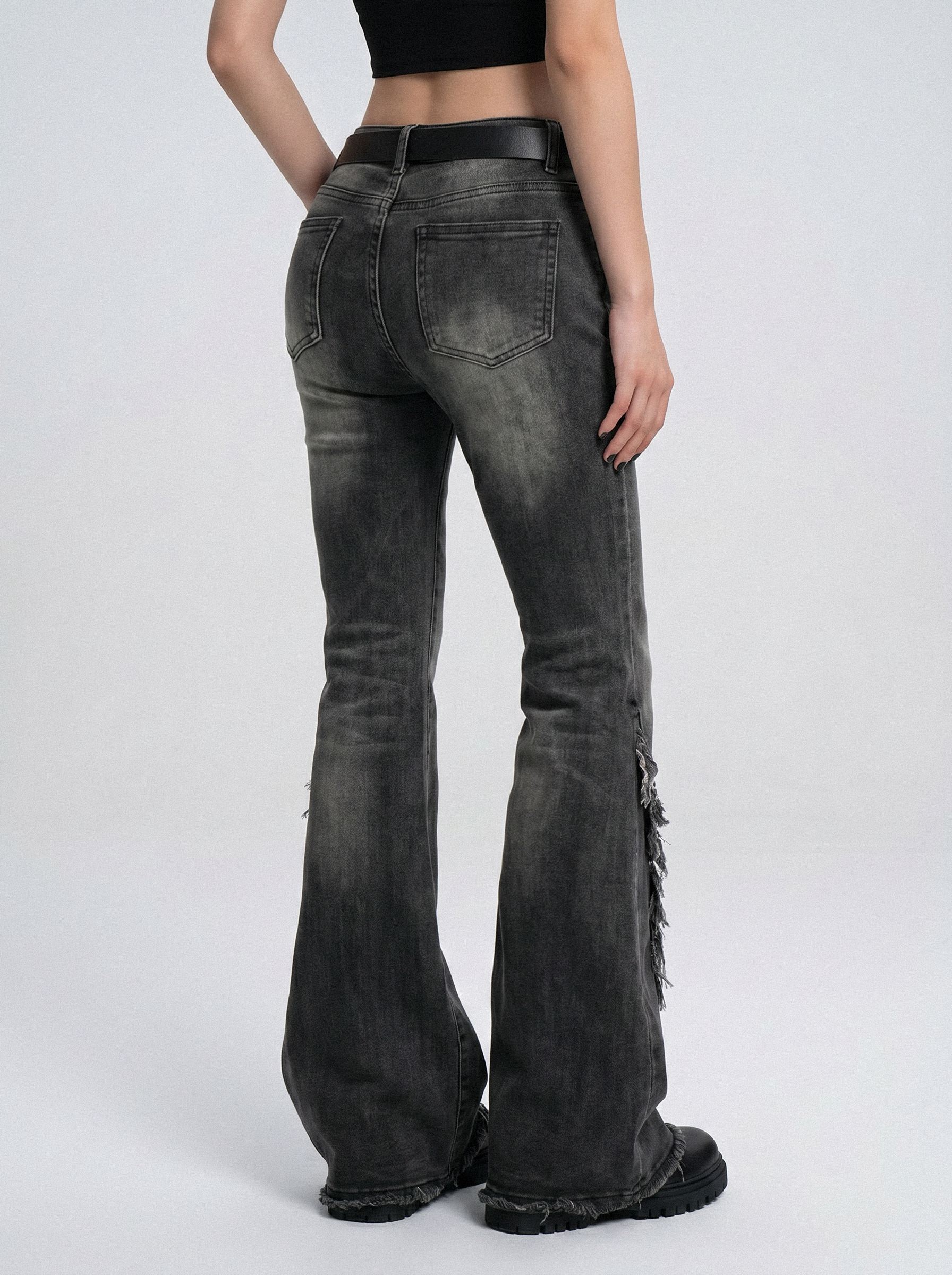 Frayed Seam Flare Jeans