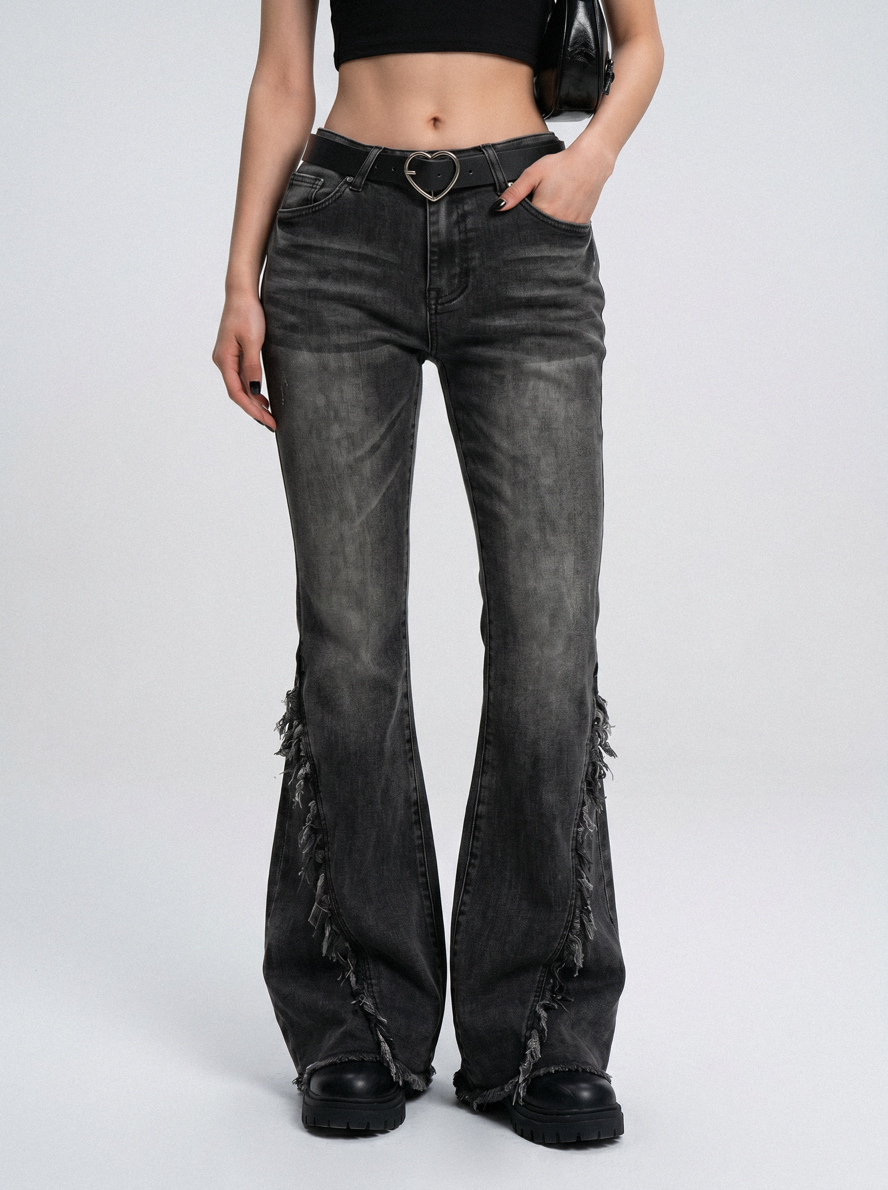 Frayed Seam Flare Jeans