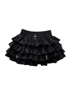 CROSS CHARM TIERED MINI SKIRT
