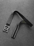 Crystal Buckle Studded Belt