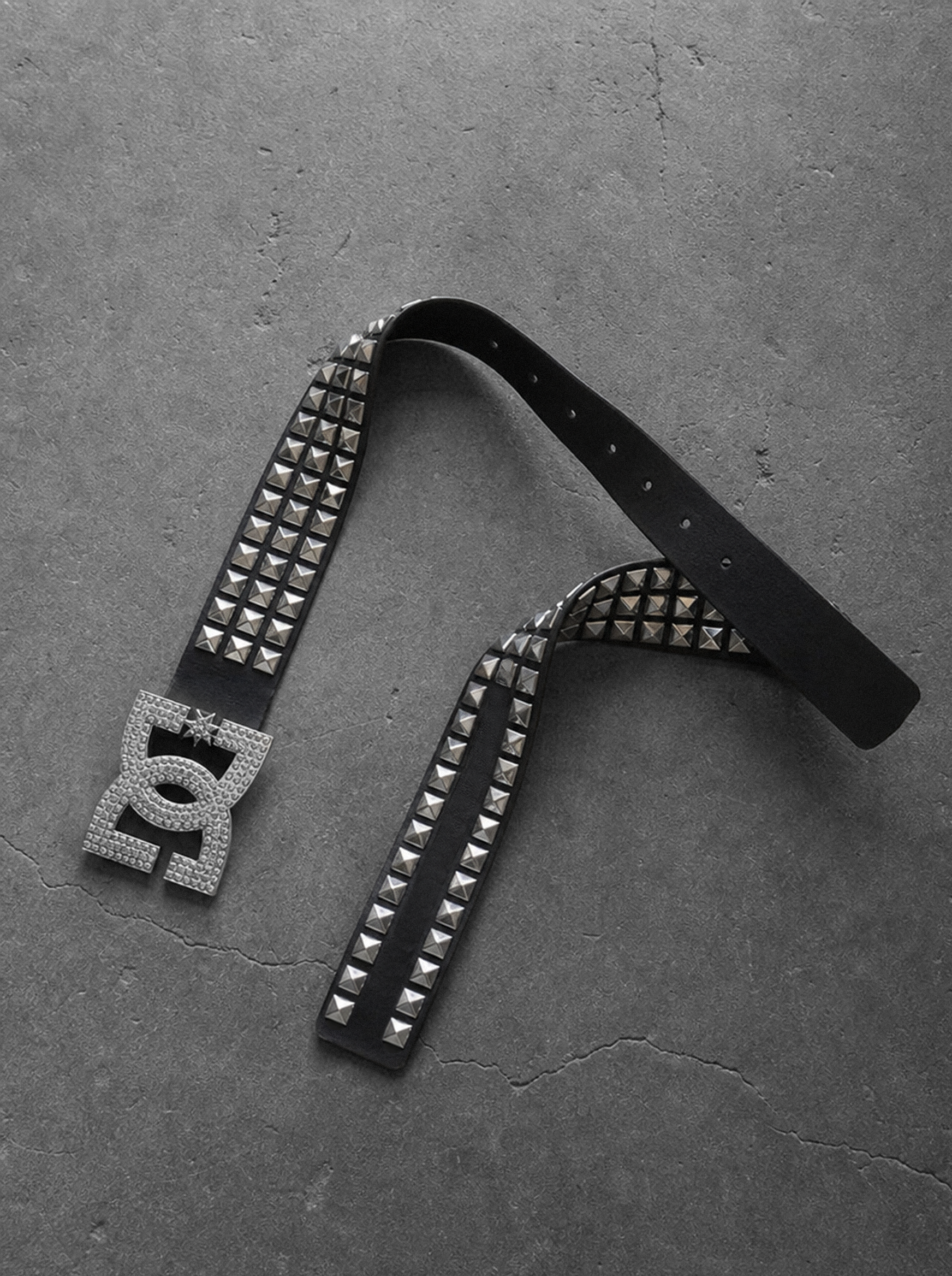 Crystal Buckle Studded Belt