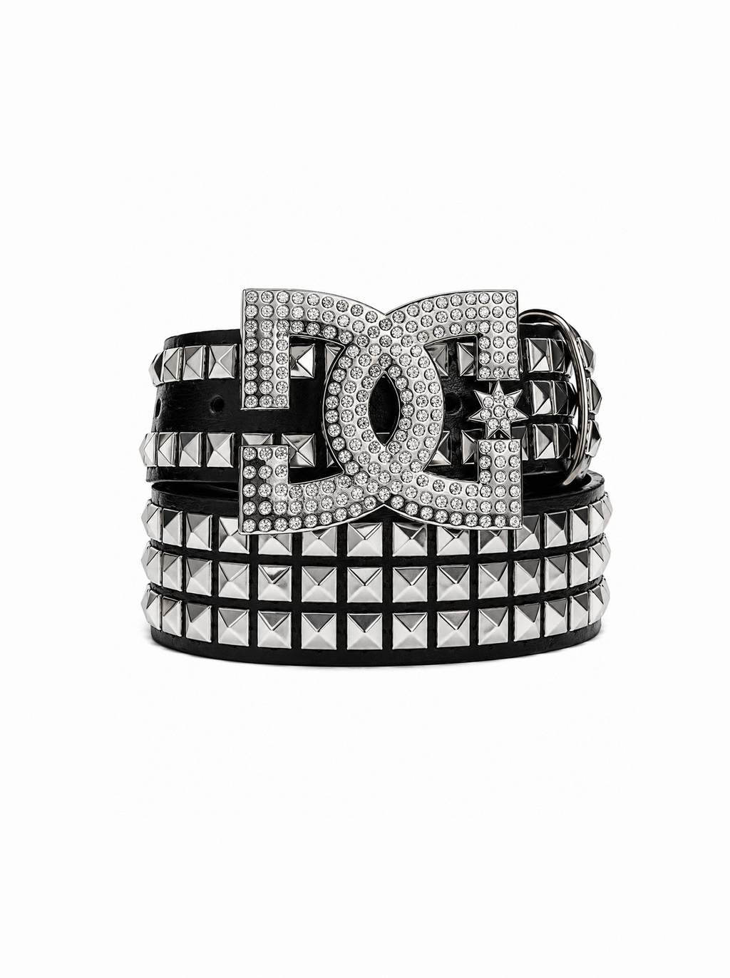 Crystal Buckle Studded Belt
