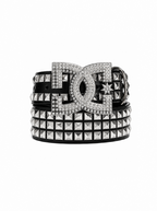 Crystal Buckle Studded Belt