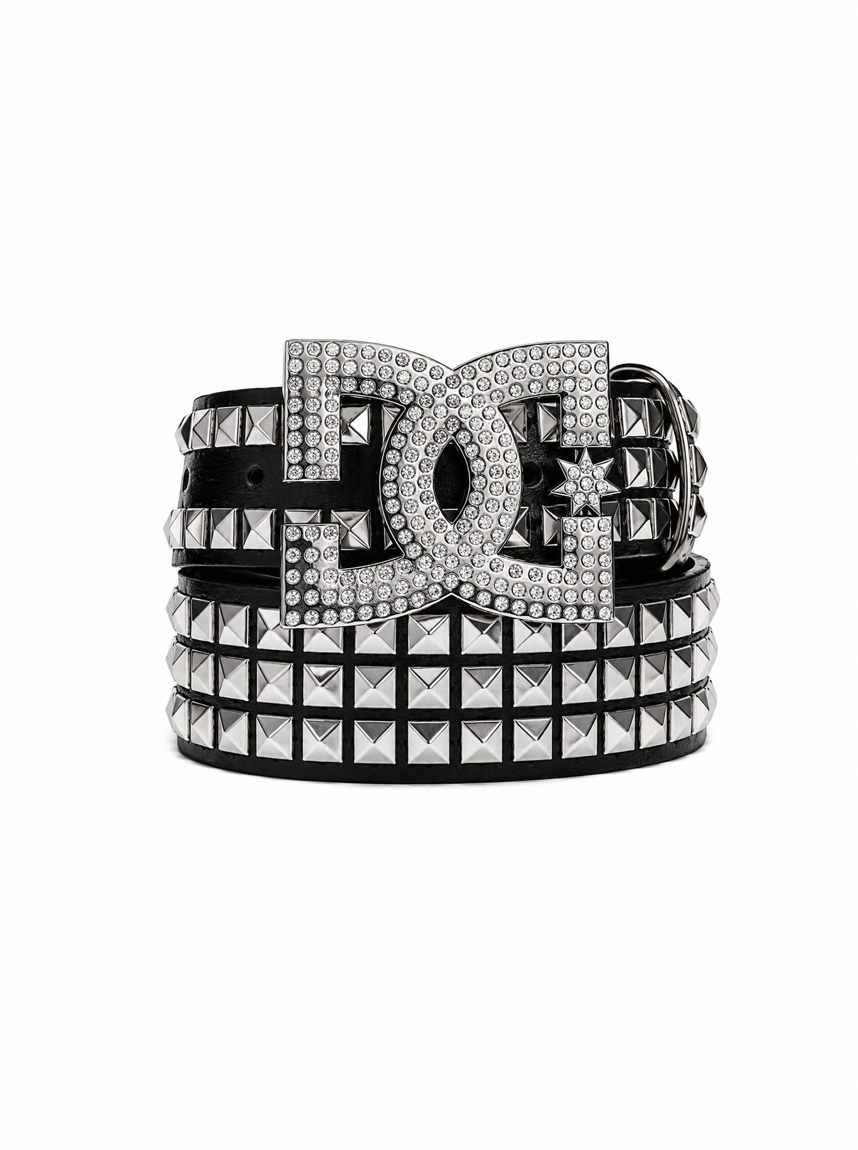 Crystal Buckle Studded Belt